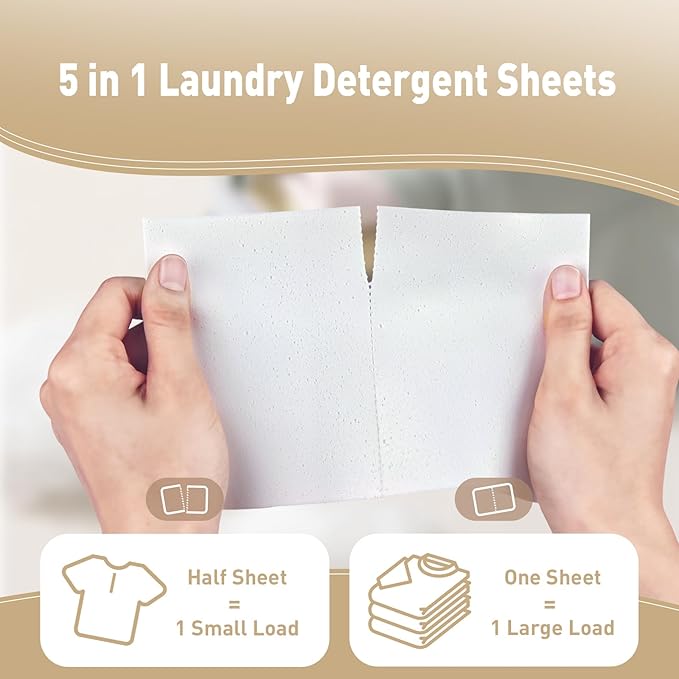 YUCO Laundry Detergent Sheets 160 Loads, Plastic Free Sheet No Plastic Jug Concentrated Eco Sheets Laundry Detergent Hypoallergenic Amber Sandalwood Scent Pack of 2