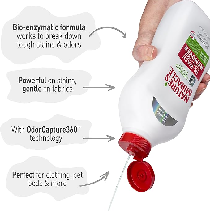 Nature’s Miracle Laundry Boost In-Wash Stain and Odor Remover, Laundry Stain and Odor Removing Additive For All Machines, Spray, 32 oz