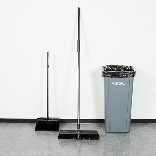 Restaurantware-Clean Tek Professional 17.13 Inch Push Broom, 1 Heavy-Duty Broom with 59â€ Handle - Heavy Bristles, 2 Handle Attachment, Wooden, Commercial Use, for Deck, Garage, Yard, Patio