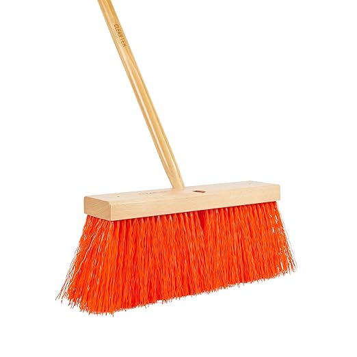 Restaurantware-Broom Head ONLY: Clean Tek Professional 16-Inch Push Broom Head, 1 Heavy-Duty Push Cleaning Tool - Handle Sold Separately, Heavy Unflagged Bristles, Black Plastic, Outdoor