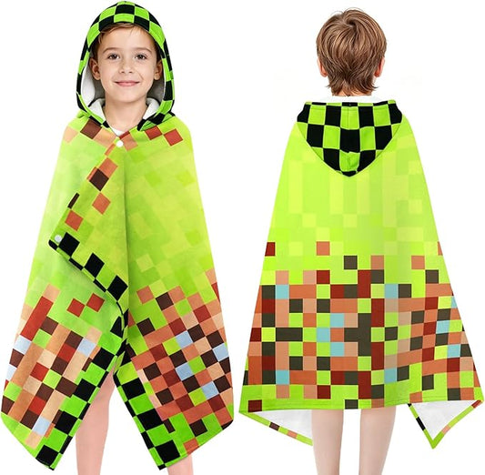 Hooded Towels for Kids - Superfine Fiber Game Theme Toddler Hood Bath Towels Beach Hooded Poncho Absorbent Pool Toddler Swim Bath Wrap for Boys & Girls 3-10 Years Beach Essentials, 60*35 inches