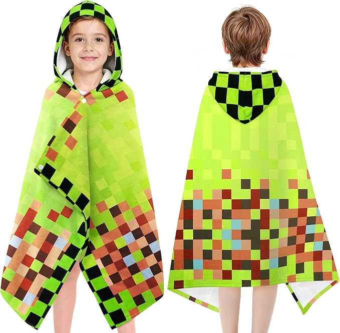 Hooded Towels for Kids - Superfine Fiber Game Theme Toddler Hood Bath Towels Beach Hooded Poncho Absorbent Pool Toddler Swim Bath Wrap for Boys & Girls 3-10 Years Beach Essentials, 50*30 inches