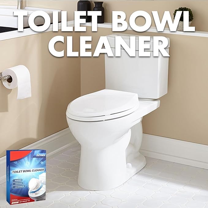 Toilet Bowl Cleaner Tablets 12 Packs, Household Toilet Cleaner with Bleach for Deodorizing and Descaling, Bathroom Cleaner Fresh Scent, Compatible with effective to use Works with Toilets