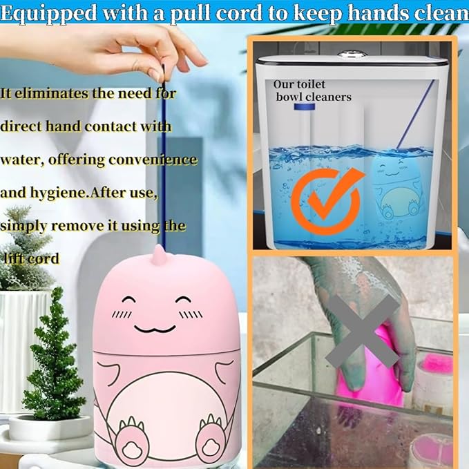 Toilet Cleaner and Deodorizer, Dinosaur-Shaped Crazy Clean Toilet Bowl Cleaner with Rope, Automatic Cleans Toilet Tank to Long Lasting with with Ocean, Jasmine, And Peach Scent (Ocean)