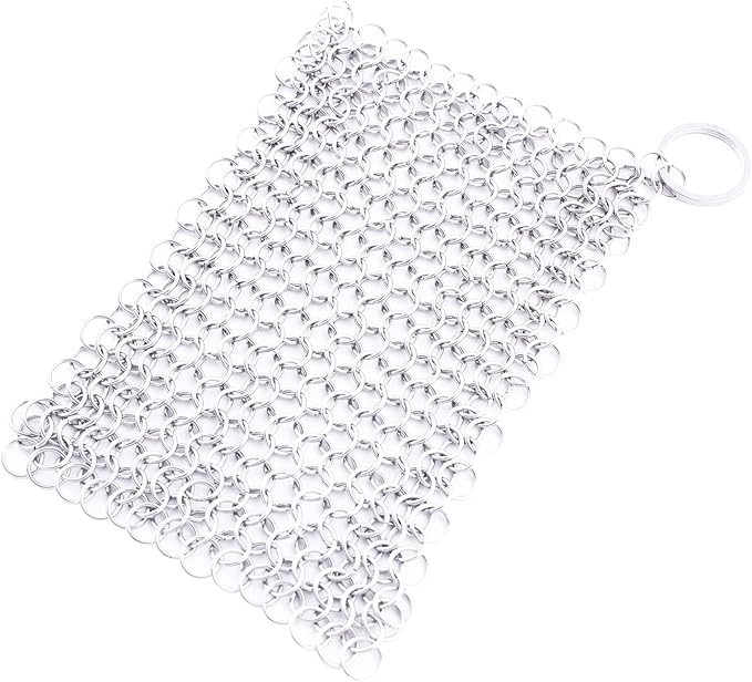 Coghlan's Cast Iron Scrubber – 5 in. Stainless Steel Chainmail Cleaner – Durable, Rust-Resistant & Dishwasher Safe – Cleans Skillets, Griddles & Cast Iron Cookware Without Removing Seasoning