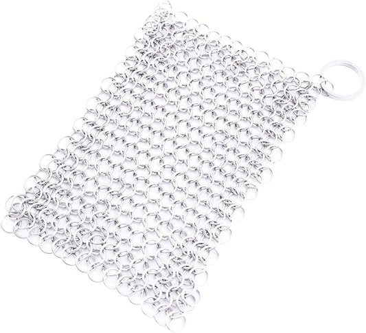 Coghlan's Cast Iron Scrubber – 5 in. Stainless Steel Chainmail Cleaner – Durable, Rust-Resistant & Dishwasher Safe – Cleans Skillets, Griddles & Cast Iron Cookware Without Removing Seasoning