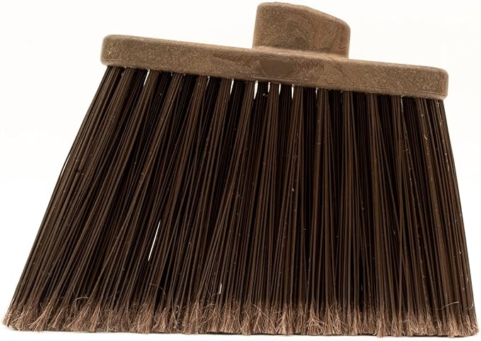 SPARTA Plastic Broom Head, Angled, Flagged for Small Debris Indoor, Outdoor, Home, Restaurant, Lobby, Office, 12 Inches, Brown