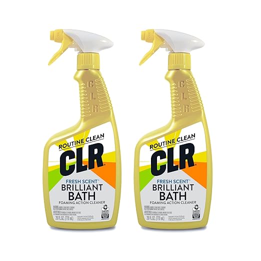 CLR Brilliant Bath Foaming Bathroom Cleaner Spray - For Use On Toilet, Bath, Shower, Sink, Glass, Stainless Steel - Fresh Scent, 26 Ounce Bottle (Pack Of 2) & OXO Good Grips Deep Clean Brush Set