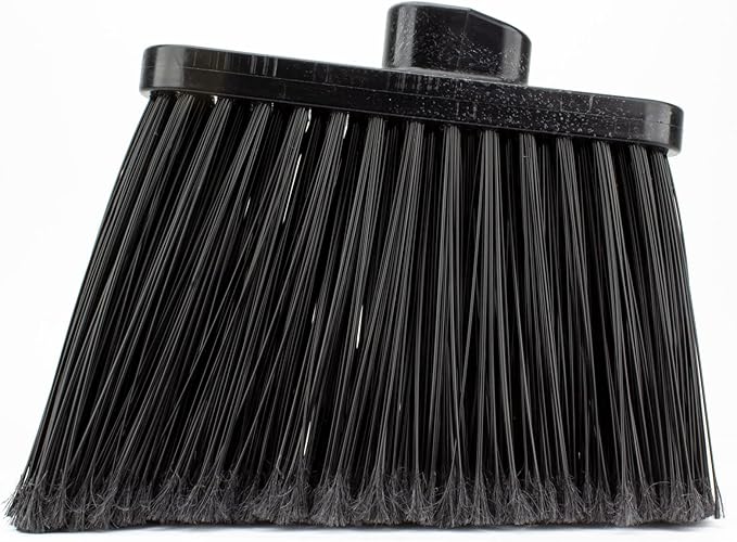 SPARTA Plastic Broom Head, Angled, Flagged for Small Debris Indoor, Outdoor, Home, Restaurant, Lobby, Office, 12 Inches, Black, (Pack of 12)