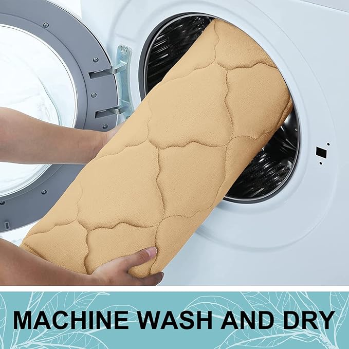 OLANLY Memory Foam Bath Mat Rug 36x24, Ultra Soft and Absorbent Bathroom Rugs, Non-Slip, Comfortable, Machine Washable Bath Carpet for Bathroom Floor, Tub, Shower and Home Decor Accessories, Beige