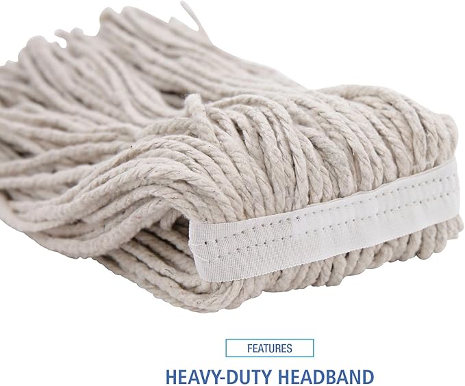 Boardwalk Premium Cut-End Wet Mop Heads, Cotton, 16oz, White, 12/Carton
