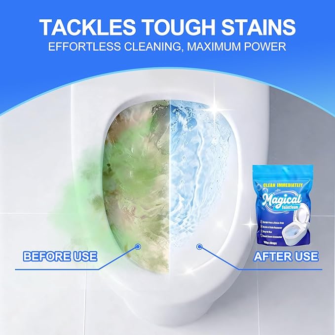 Foaming Toilet Bowl Cleaner Powder: Self-Activating Foam Toilet Cleaner for Deep Cleaning - Stain Remover for Bathroom