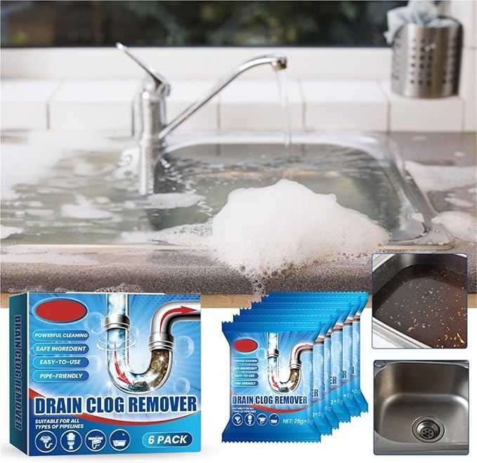 Household Drain Cleaner Powder, Quickly Dissolves Hair Grease Clogs In 30 Minutes, Suitable For All Standard Pipes(3 boxes)
