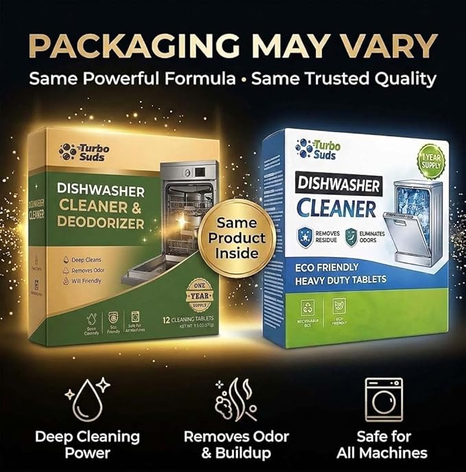 Dishwasher Cleaner and Deodorizer XL Tablets – Heavy-Duty Descaler & Odor Remover for Hard Water, Removes Spots & Residue, Enhance Drying & Shine, 12 Pack (1 Year Supply)