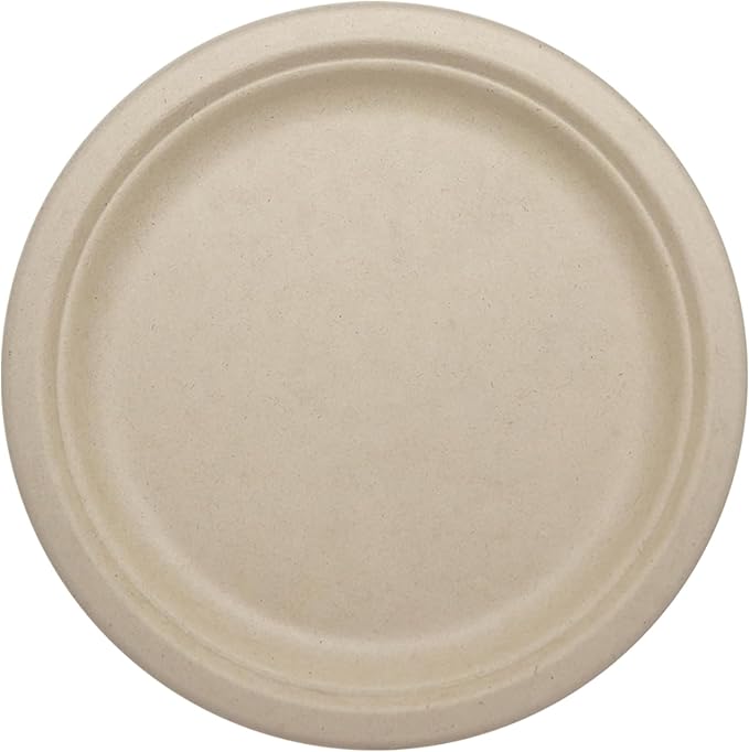World Centric Compostable Round Paper Plates, 9" (Pack of 20), Made from Unbleached Plant Fiber, Sustainable, Heavy Duty, Grease Resistant, Microwave & Freezer Safe, PFAS Free