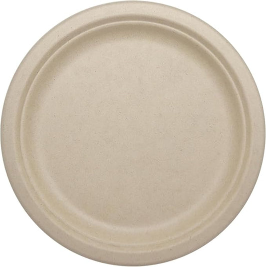 World Centric Compostable Round Paper Plates, 9" (Pack of 20), Made from Unbleached Plant Fiber, Sustainable, Heavy Duty, Grease Resistant, Microwave & Freezer Safe, PFAS Free