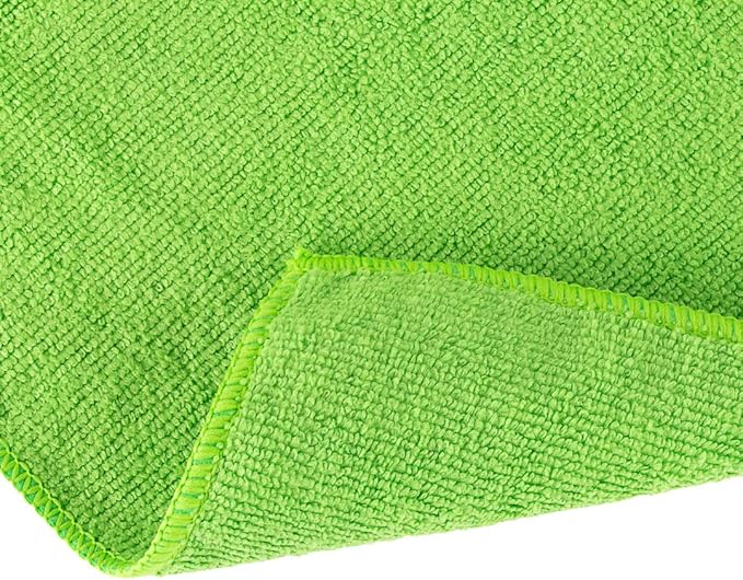 Restaurantware Clean Tek Professional 16 x 16 Inch Cleaning Cloths 100 Lint Free Microfiber Towels - Highly Absorbent Non Abrasive Green Microfiber Cleaning Rags Reusable For All Purpose Use