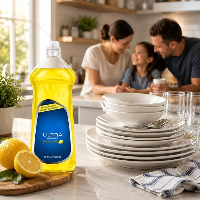 New Ultra Strength Large Dishwashing Soap - Lemon Fresh Scent - 30 Fl. Oz