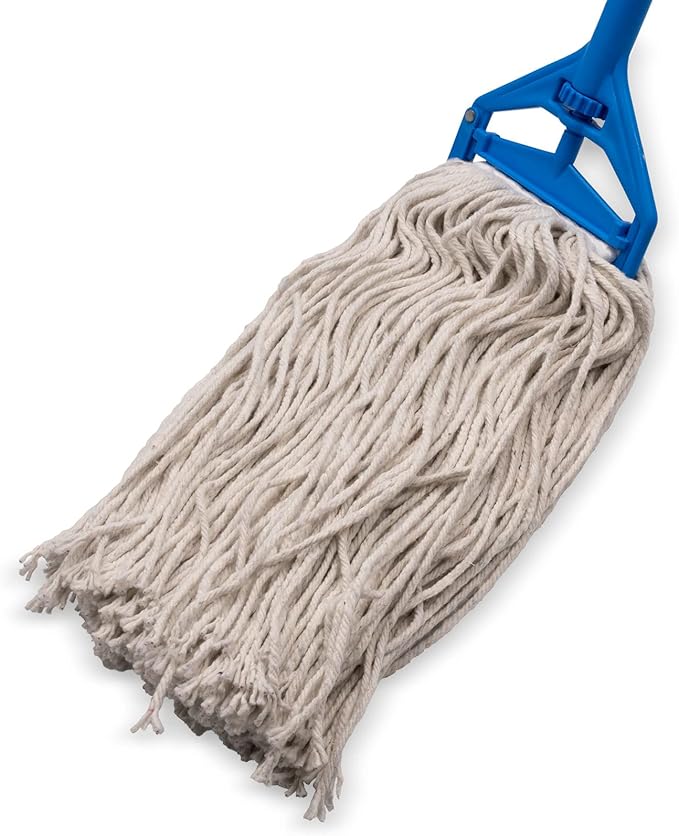 SPARTA Flo-Pac Cotton Mop Head, Cut-End, Narrow Band with White Band for Organized Cleaning, 40 Inches, Tan, (Pack of 12)