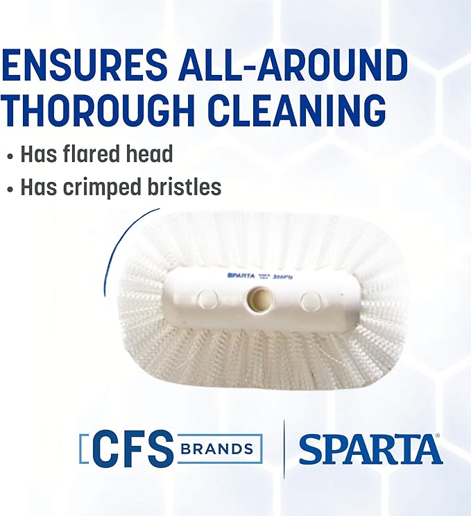 SPARTA Tank and Kettle Scrub Brush Head Heavy-Duty Tile Brush, Handle Compatible (Sold Separately) for Optimal Access in Spacious Containers, Nylon Bristle, 9.5 x 5.5 x 4 Inches, White, (Pack of 12)