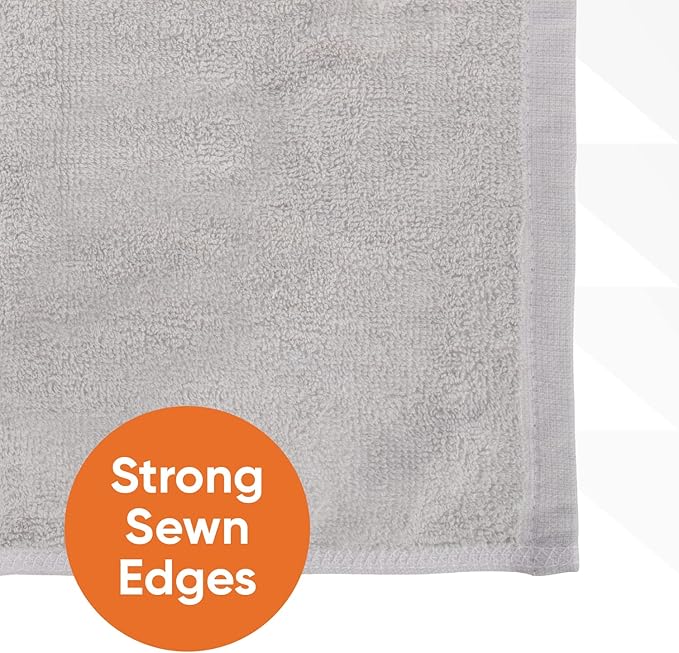 Superio Cotton Terry Washcloths Grey Towels 100% Cotton Cleaning Cloth 16" Rags Wash Clothes for Body and Face, Spa Towels, Multi Purpose (16"x16"), 144 Pack
