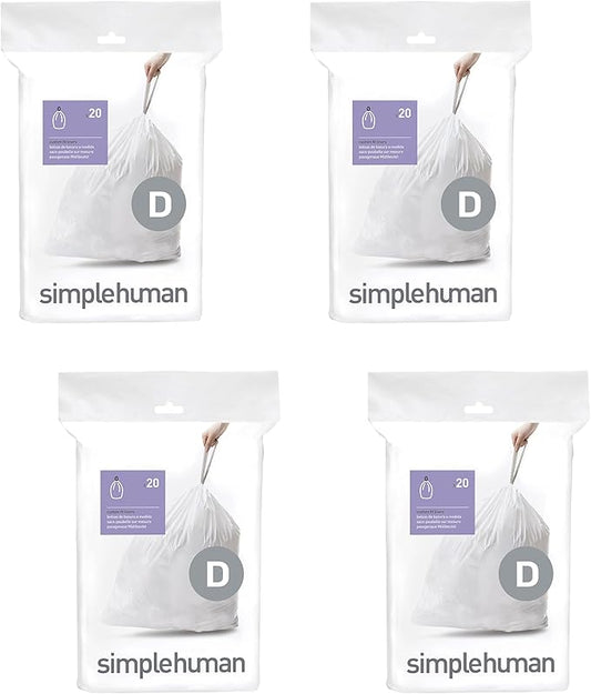 simplehuman CW0163 20L, 20 Liners, White — Code D (Pack of 4)