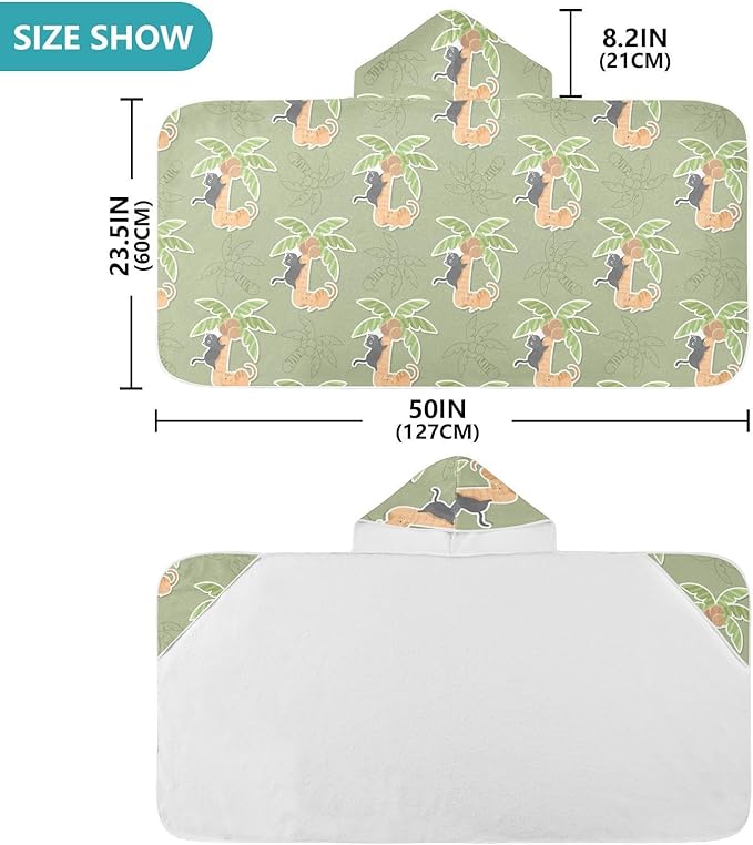susiyo Kids Hooded Bath Towel Cats Plam Beach Towel for Kids 23.5 x 50 Inch Microfiber Soft Absorbent Quick Dry Bath Swim Pool Towel Wrap Poncho Bathrobe with Hood for Kids Toddler
