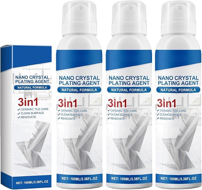 Long-lasting Gloss & Protection Tile Cleaner & Polish — 3in1 Stone Crystallization Coating Agent，Tile Cleaner and Polish for Bathroom, Kitchen, Ceramic Tiles, Protective & Polishing (3PCS)