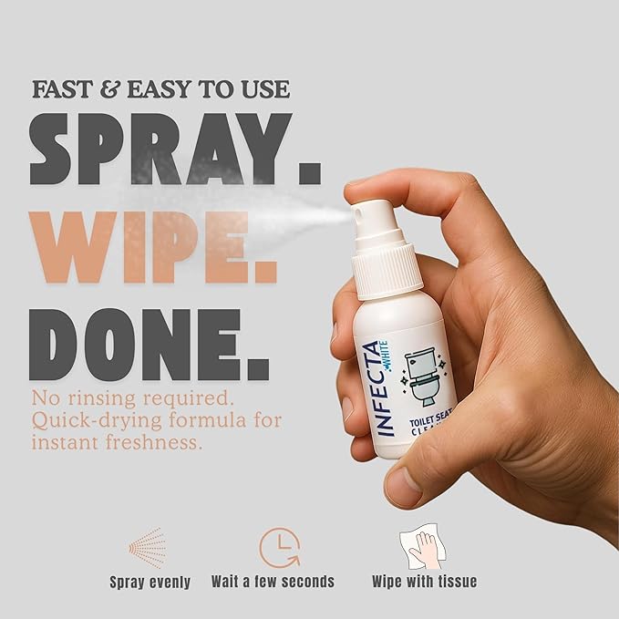 INFECTA WHITE – Toilet Spray, Travel Size Multipurpose Cleaning Spray (50 ml), All Purpose Cleaner for Toilet Seats, Bathtub, Fresh Scent, Bathroom Essentials & Mini Travel Toiletries (Pack of 3)