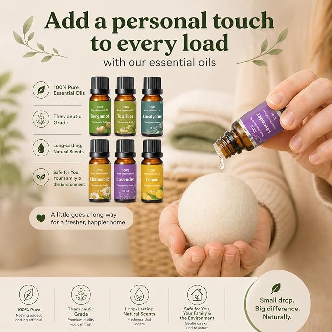 Wool Dryer Balls XL 8-Pack – Organic Wool Dryer Balls for Laundry Reusable, Natural Fabric Softener, Reduces Drying Time, Static, Wrinkles & Laundry Clumping
