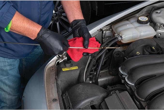Performance Tool W89013 Black Nitrile Gloves | Disposable, Powder Free, latex rubber free, Textured Fingertips for Better Grip , X-Large | 100pc