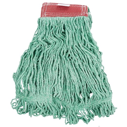 Rubbermaid Commercial Products Super Stitch Large 24 OZ Blend Wet Mop, 5" Headband, Green, for Industrial/Professional General Purpose Cleaning of Hard Floors Including Hardwood/Tile