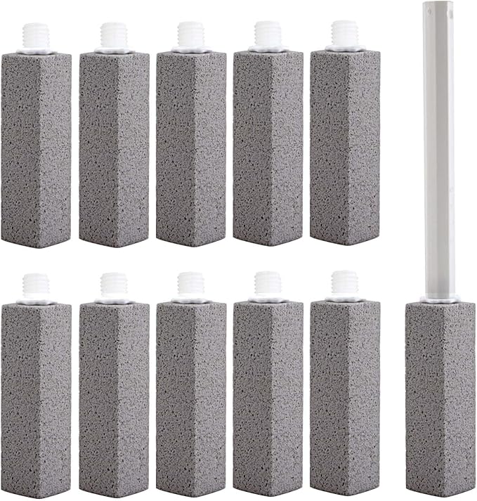 JONMON Pumice Stone for Toilet Cleaning, 10Pcs Bathroom Toilet Bowl Hard Water Rings Clean Brush Set with 1 Long Handle for Removing Tub, Swimming Pool, Tile, Kitchen, Sink