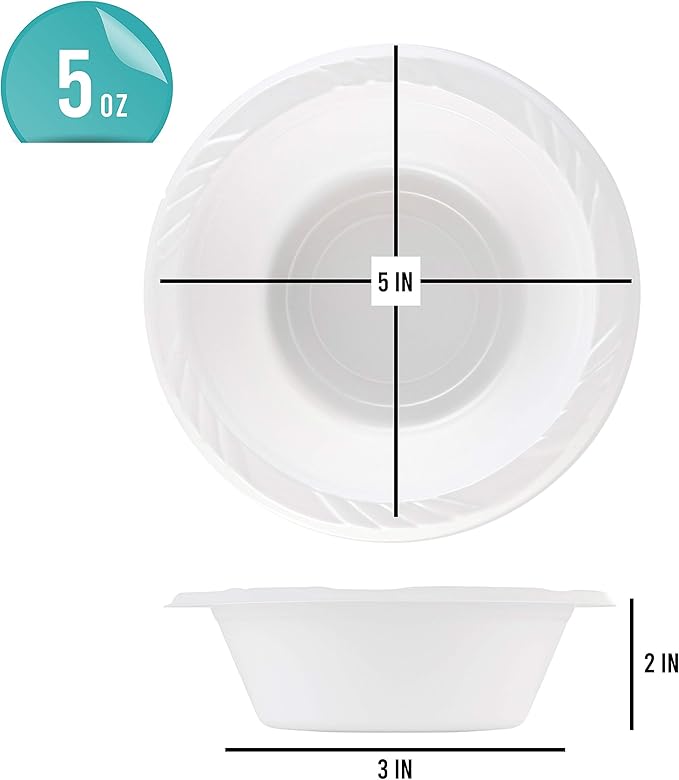800 Count Disposable 5 ounce White Plastic Dessert Bowls
