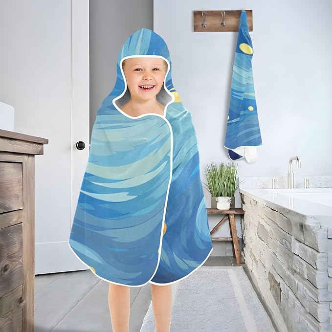 Hooded Towel for Kids Beautiful Starry Sky Beach Wrap Bath Towels 50x23.5in