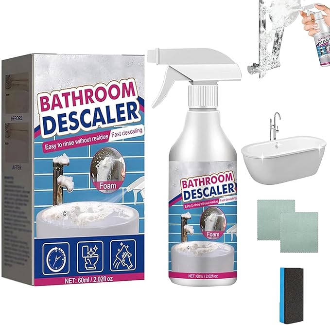 Bathroom Descaler Foam Cleaner Spray, All-Purpose Bathroom Descaler Foam Spray, For Bathtub, Toilet, Glass, Faucet, Fresh Scent