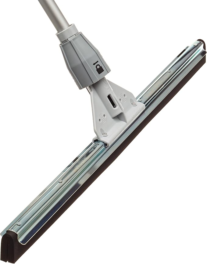 Unger Commercial SmartFit™ WaterWand™ 30" Heavy-Duty Floor Squeegee with 53" Aluminum Handle – Ideal for Removing Water and Dirt from Uneven Surfaces, Grouted Tile, and Non-Slip Flooring HM30K