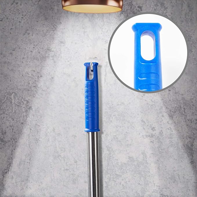 ZZ LAZYCOTTAGE Cobweb Duster with Extension Pole, Washable Cleaning Duster Kit with 2 Duster Heads, Cobweb Duster, Corner Brush, Aluminum Telescoping Pole for Ceiling Fan (Blue)