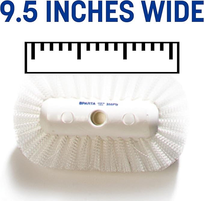 SPARTA Tank and Kettle Scrub Brush Head Heavy-Duty Tile Brush, Handle Compatible (Sold Separately) for Optimal Access in Spacious Containers, Nylon Bristle, 9.5 x 5.5 x 4 Inches, White, (Pack of 12)