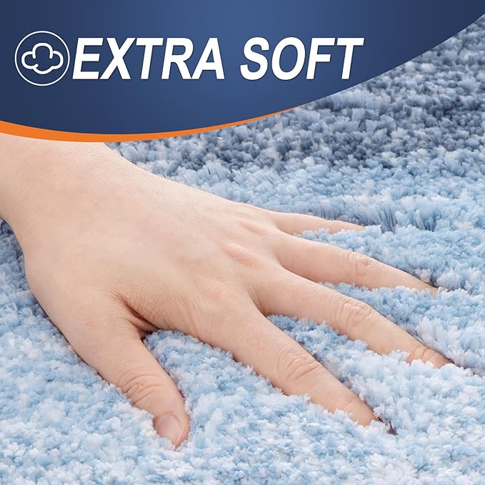 OLANLY Large Bathroom Rugs Mat 70x46, Extra Soft Absorbent Microfiber Bath Rugs, Rubber Backing, Quick Dry, Machine Washable Bath Mats for Bathroom Floor, Tub and Shower, Home Decor Accessories, Blue