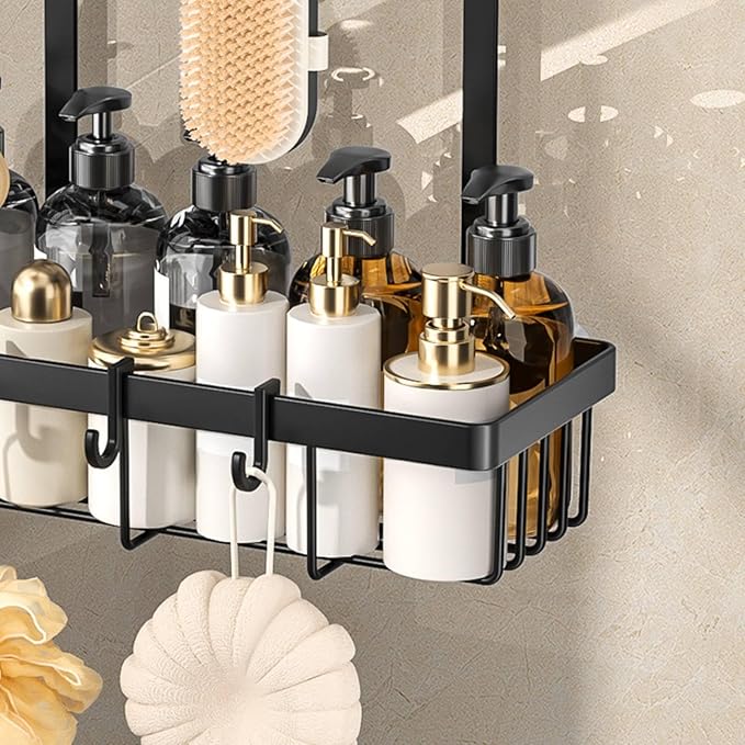 Washroom Wall Shelf Large Capacity Shower Rack Storage Solution for Toilet Room