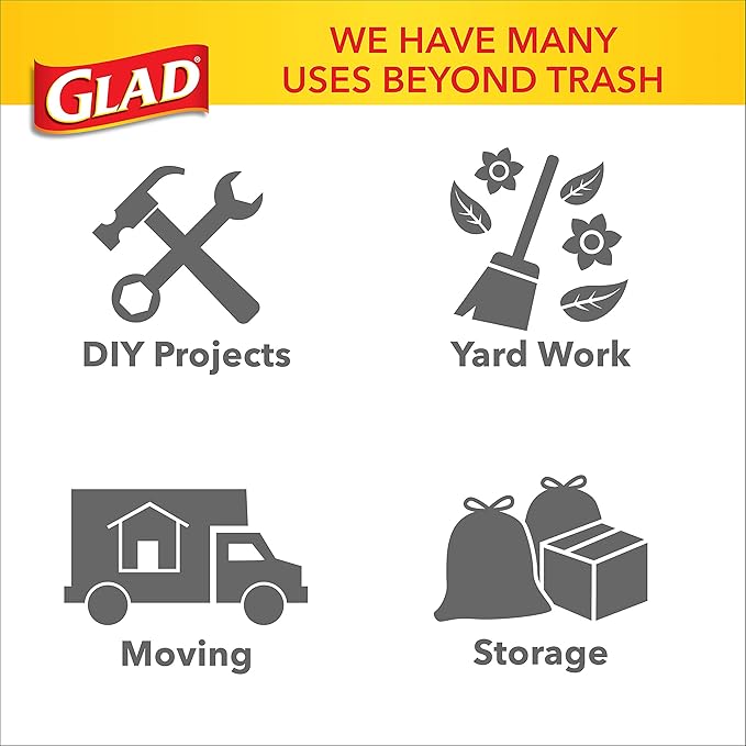 Glad ForceFlex Heavy Duty Large Trash Bags, Hold 80+ lb, 30 Gal, 25 Count, (Pack of 2), (Package May Vary)