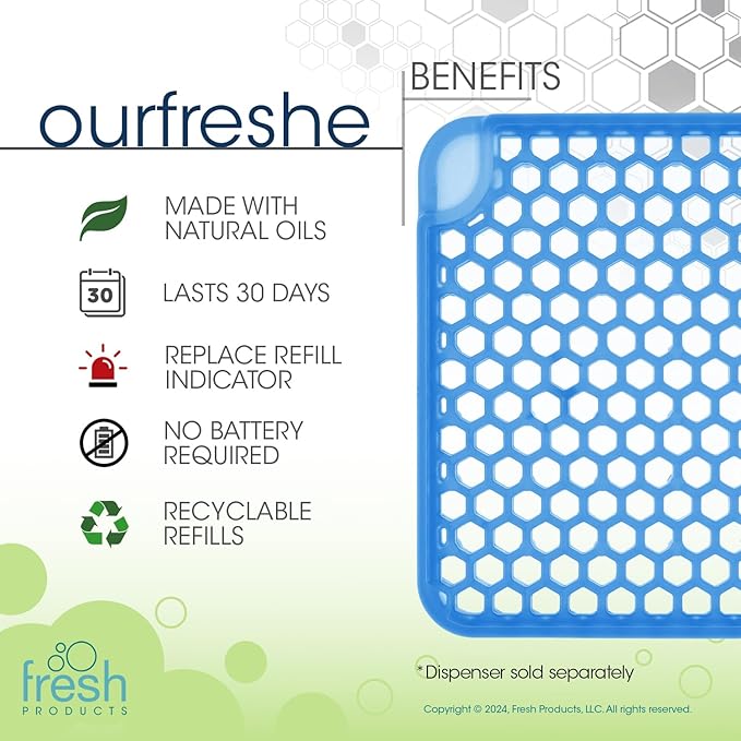 Fresh Products ourfreshe Plug In Air Freshener 30 Day Refills Replace Messy Aerosols with Dry Fragrance For Use in Medium Sized Spaces Cotton Blossom 6 Pack