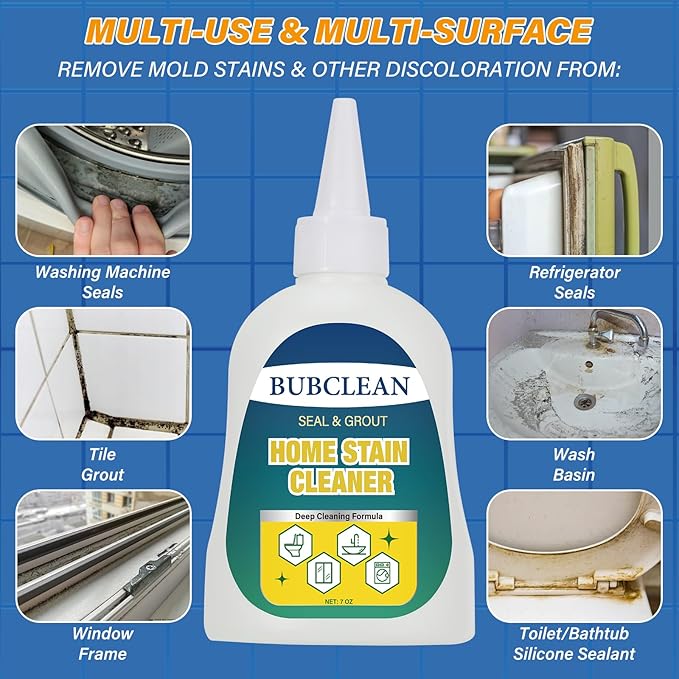 Home Stain Remover Gel Cleaner, Heavy Duty Black Surface Stain Cleaner for Washing Machine, Bathroom Grout, Shower, Bathtub, Tile, Fridge Rubber, Kitchen Sinks, 3 Packs