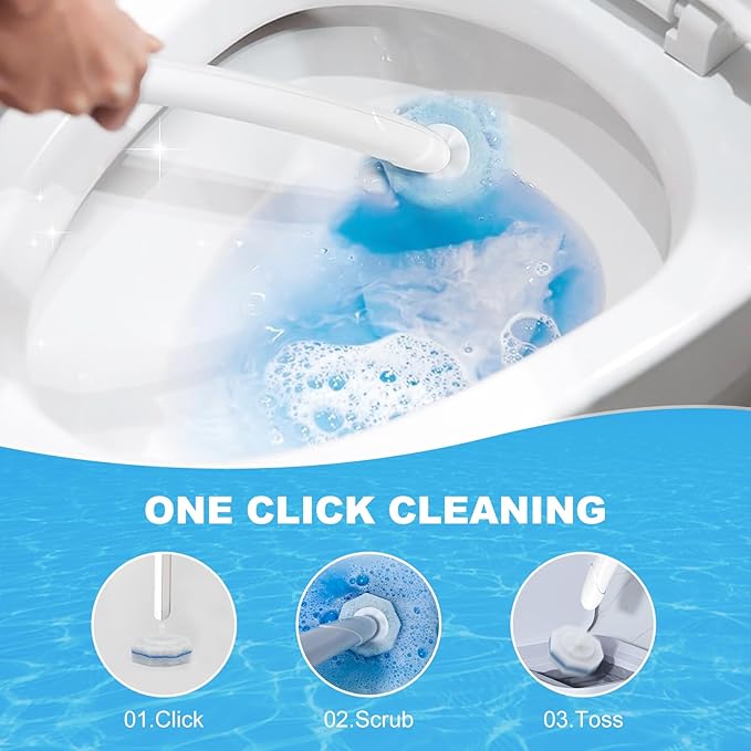 64Pcs Toilet Wand Refills, 5X Power Disposable Toilet Bowl Cleaners Scrubber Pads, Upgraded Cleaning Formula Disposable Wand Heads Compatible with Clorox and Most Standard Handles