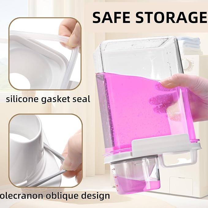 Covzoe 3 Pack Laundry Detergent Dispenser, 61 Oz Plastic Liquid Laundry Soap Containers with 15 Removable Labels, Clear Fabric Softener Dispenser Laundry Powder Holder for Laundry Room