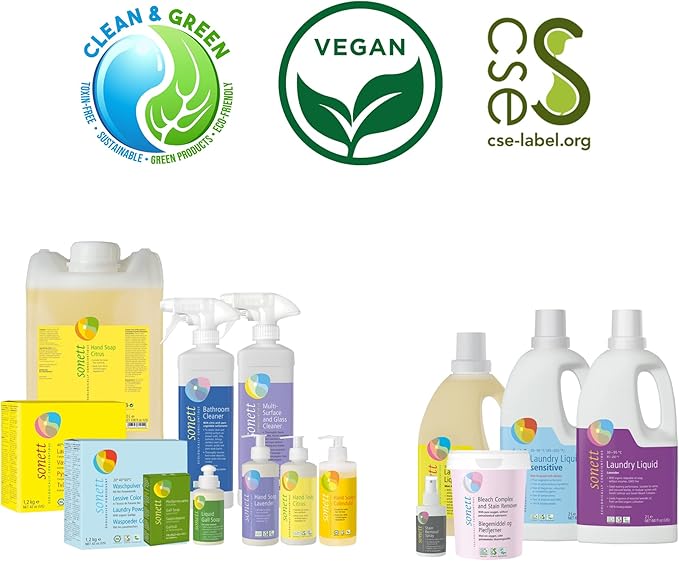 Sonett Organic Laundry Liquid Detergents, Mint & Lemon (Pack of 6) for all colored textiles Certified Organically Grown