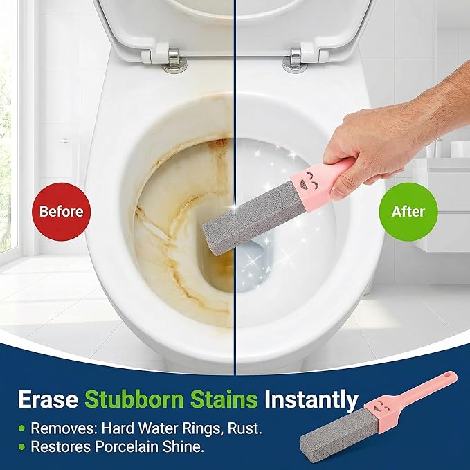 Jxueych 10 Pack Pumice Stone for Cleaning with 2 Handles – Heavy Duty Scouring Stick for Toilet Bowl, Rust, Hard Water & Stove – Bathroom & Kitchen Cleaner (10, Large)
