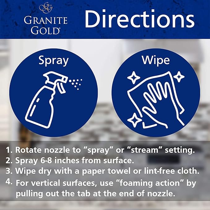 Granite Gold Daily Cleaner Spray Streak-Free Cleaning for Granite, Marble, Travertine, Quartz, Natural Stone Countertops, and Floors, 1 x 64 Fl. Oz. & 2 x 24 Fl. Oz., 3-Pack