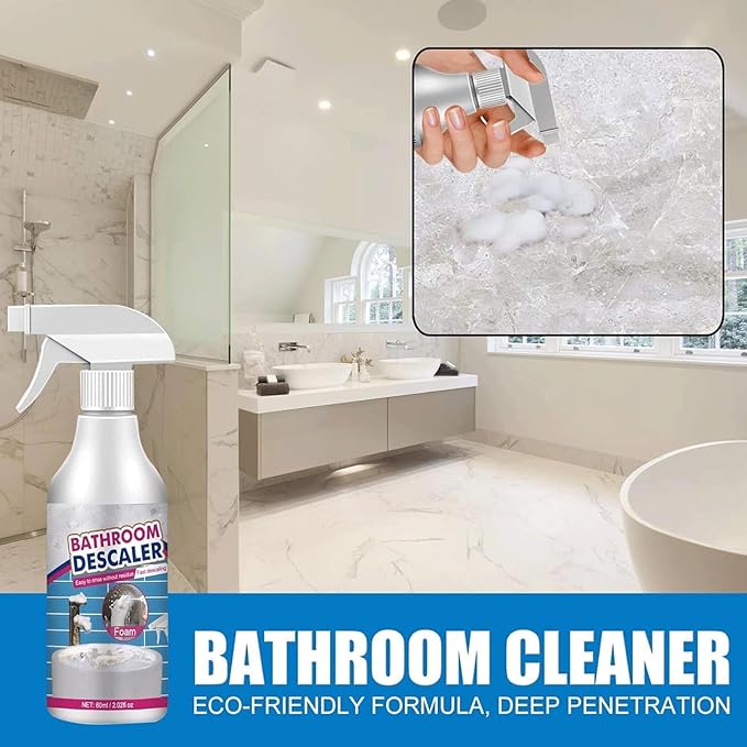 2.02 Floz Bathroom Descaler Foam Cleaner, 2025 New Bathroom Descaler Foam Cleaner Spray, All Purpose Rinse Cleaning Foams Spray, For Toilet Bath Shower Glass Sink Cleaner (1, 2pcs)